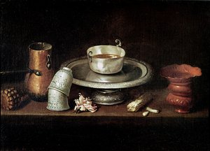 Stilleben med en skål med choklad, eller frukost med choklad, c.1640